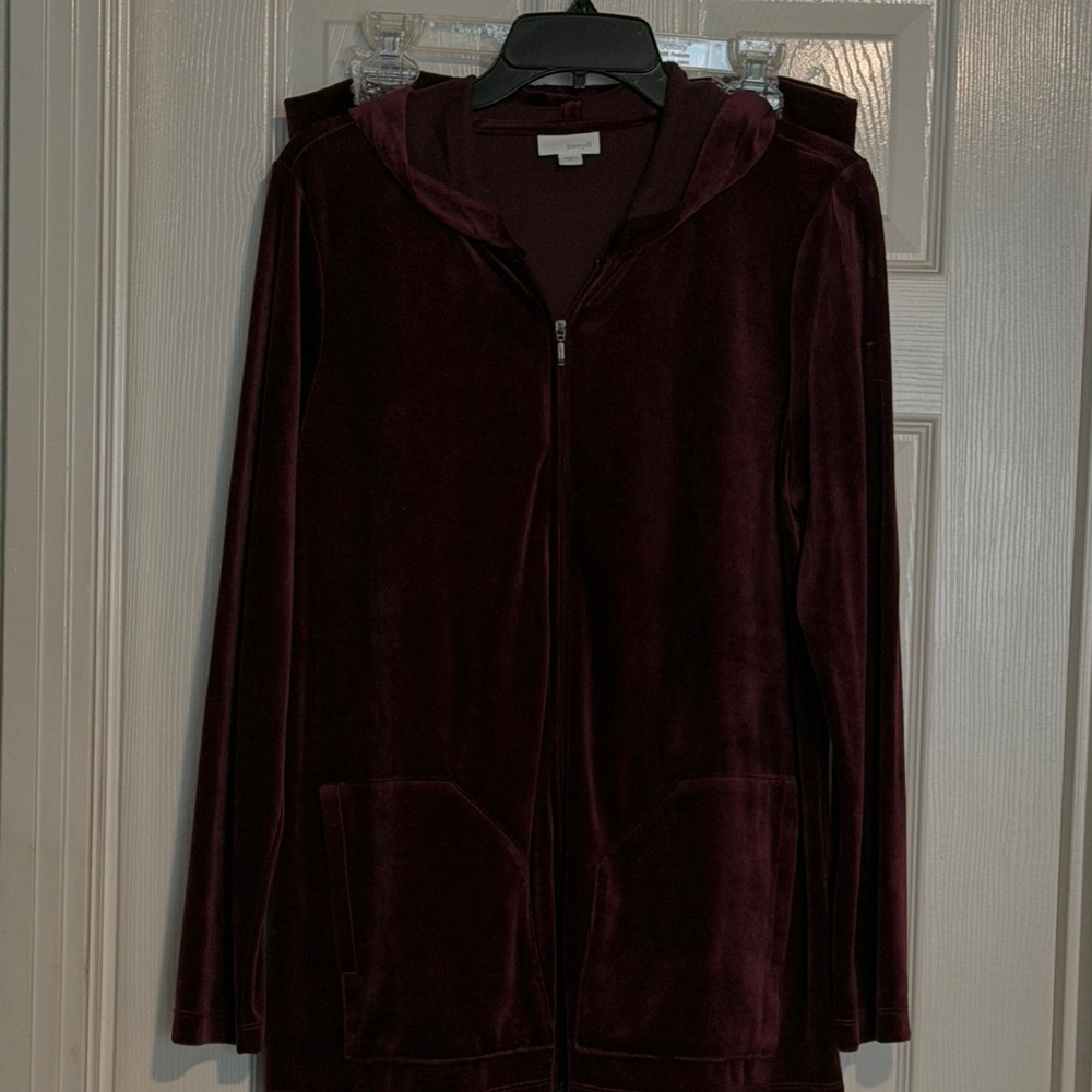 Deep Plum Velour Zip-Up Hoodie and pull on pant set from Pure Jill